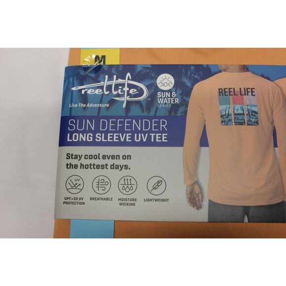 Reel Life men's crew‎ neck Sun Defender long sleeve UV tee t-shirt M - Picture 5 of 6